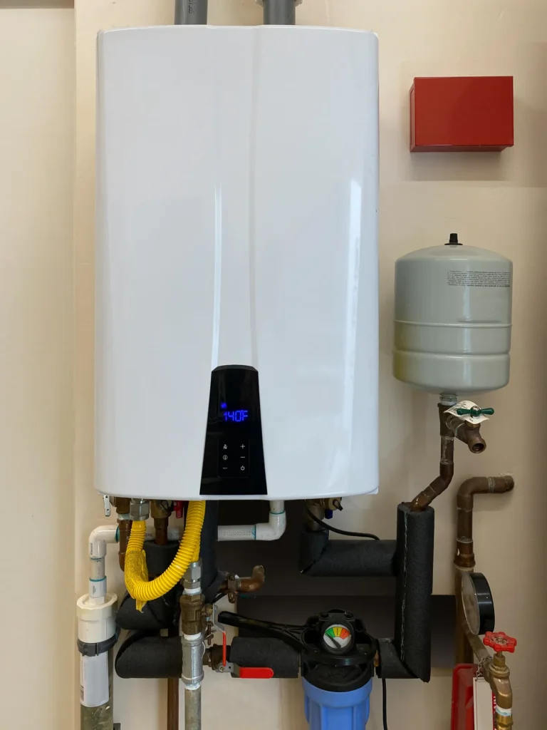 A installed tankless water heater in Des Moines, IA